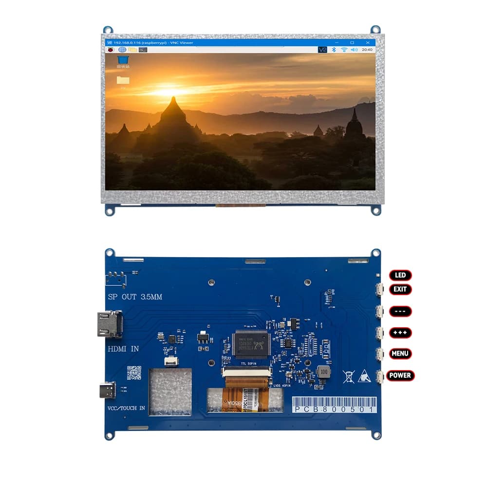 7 Inch Touch Screen Monitor, 5-Point Capacitive Touch, Drive-Free HDMI Display for Raspberry Pi 4/3/2/B/B+/A+ Windows 7/8/10