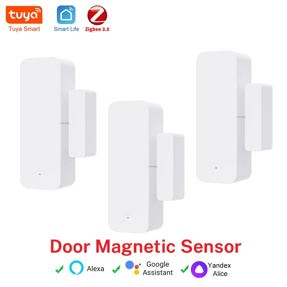Sensore per Porta Tuya Smart Zigbee, Rilevatore di Apertura/Chiusura, Allarme di Sicurezza per Casa Intelligente, Compatibile con Alexa e SmartLife
