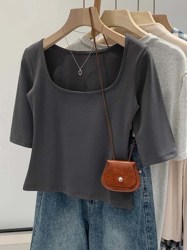 Trendy Loose Short Sleeve Women's T-shirt Korean Style Spring Summer Unique Beautiful Single Wear Short Top for Small Figures