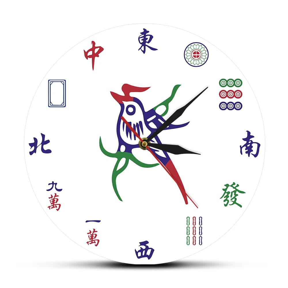 Orologio da Parete Thirteen Orphans Mahjong per Sala Giochi, Orologio Artistico con Tessere da Gioco, Orologio da Parete Solitario per Giochi da Tavolo