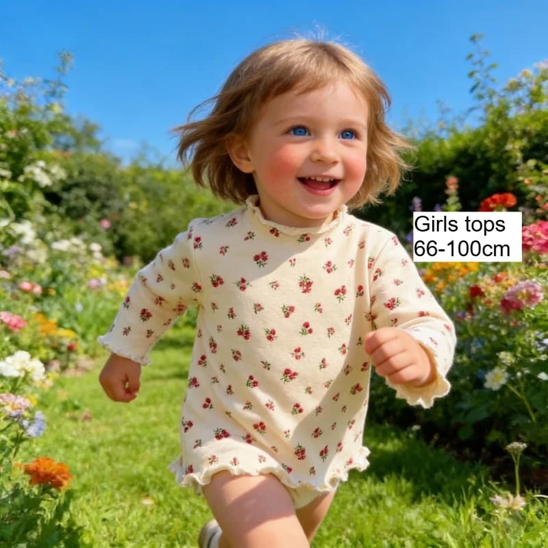 MiniAinis autunno inverno bambino legno orecchio bordo manica lunga t-shirt ragazze cotone tuta da sci ragazza sottofondo Versatile Top abbigliamento per bambini