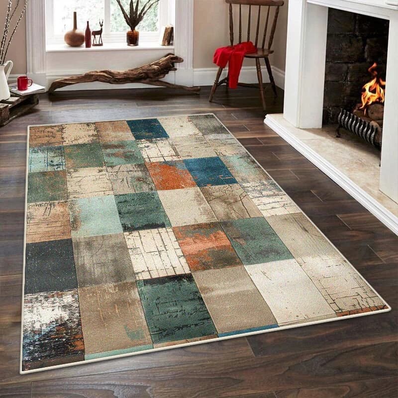 American Style Geometric Living Room Carpet Abstract Decoration Bedroom Bedside Non-slip Rug 200x300 Lounge Washable Floor Mat