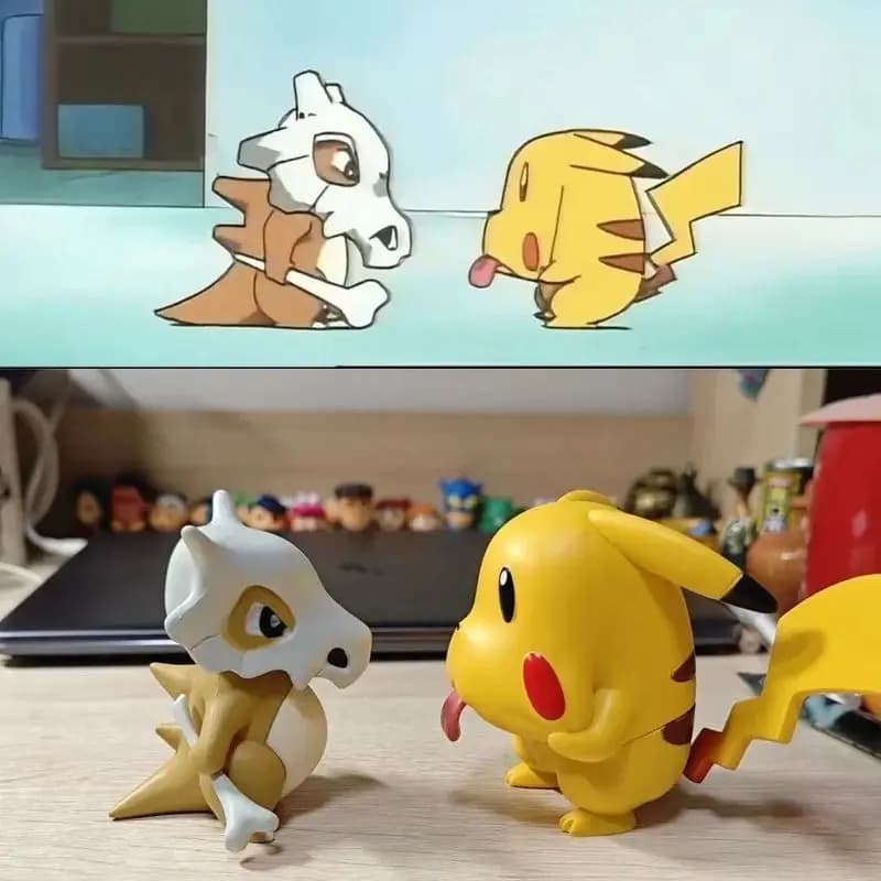 7cm Pokemon Cubone Grimace Pikachu Figure Sweet Ornament Model Desktop Car Decor Birthday Souvenir Surprise Collectible