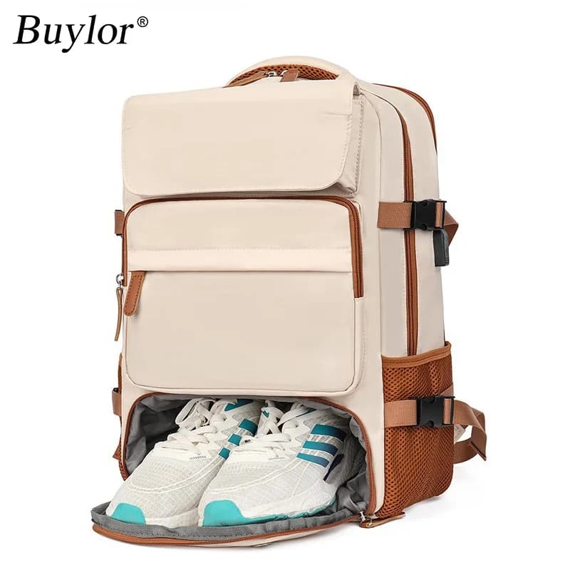 Buylor Zaino casual semplice Scomparto per scarpe indipendente Zaino da viaggio per brevi distanze Borsa per computer da pendolarismo da 15,6 pollici
