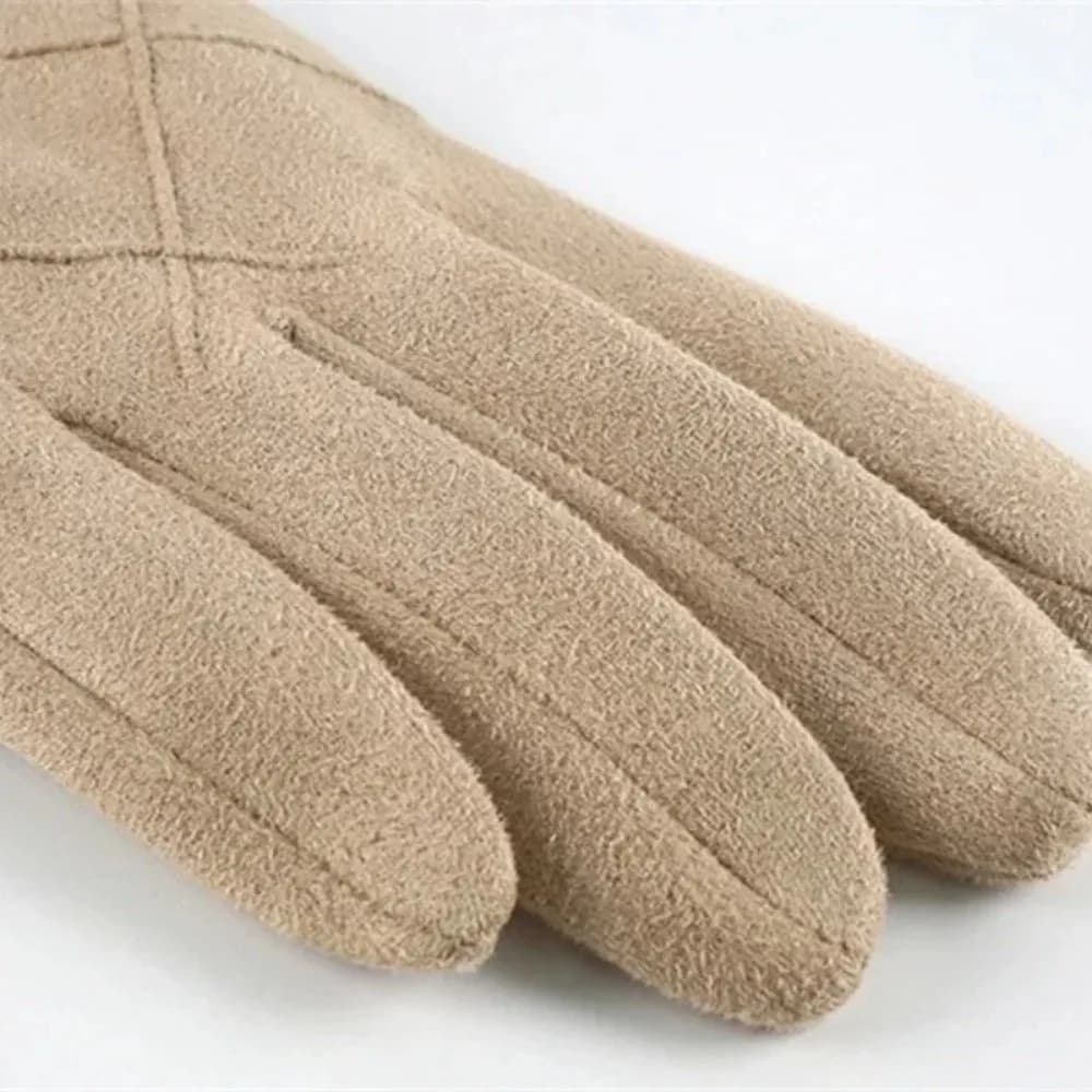 Fashion Winter Touch Screen Gloves Suede Soft Fleece-lined Gloves Windproof Hairy Wrist Cycling Mittens Keep Warm