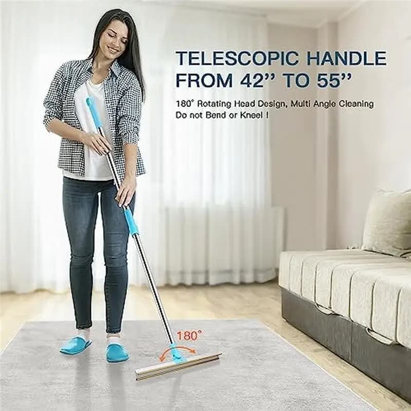 A96K-Telescopic Handle Pet Hair Removal Tool Carpet Rake 180° Rotation For Dog Cat Hair Remover Set Shave