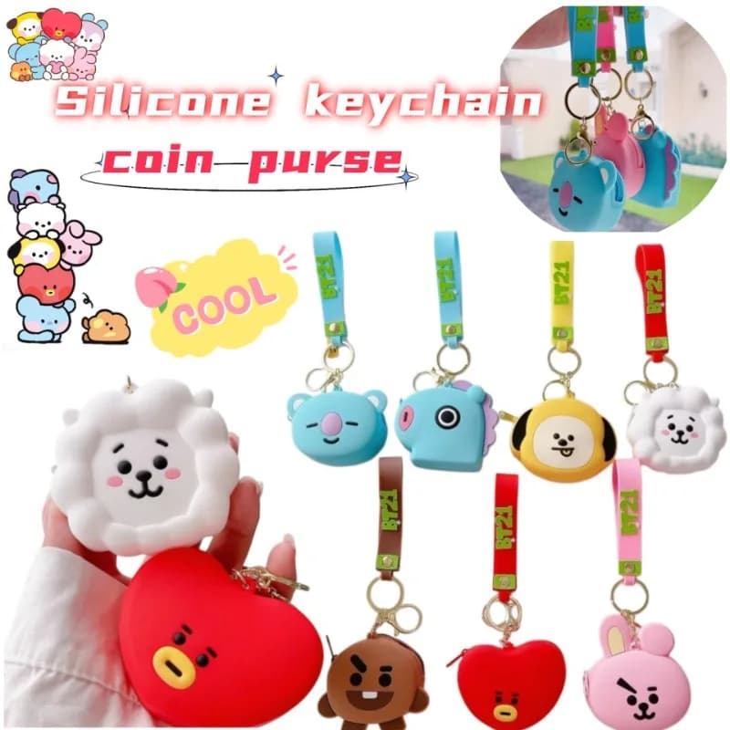 Portamonete Portachiavi BT21 Koya RJ Shooky Anime Cartoon, Simpatico e Creativo, alla Moda, per Studenti, Regalo di Natale