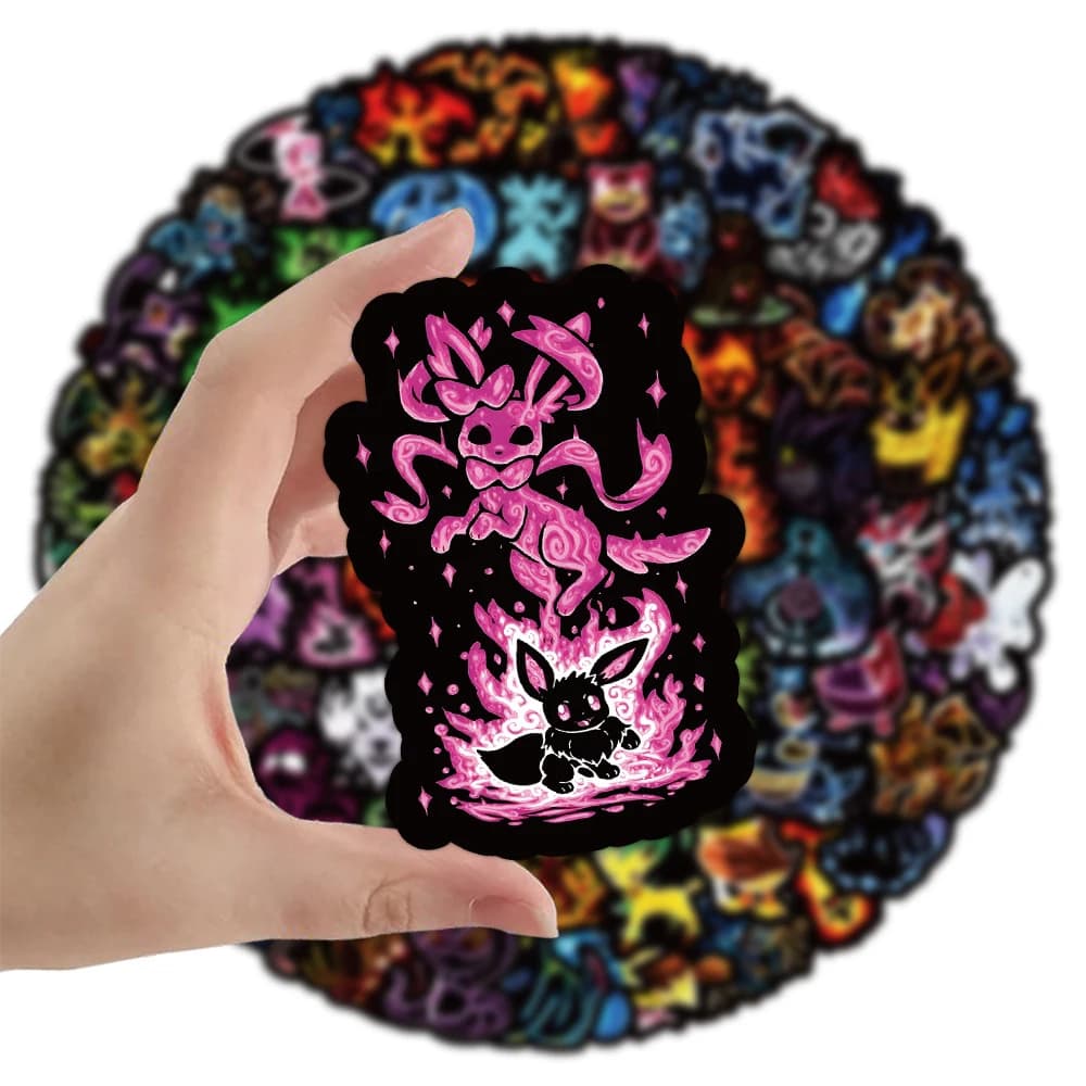 10/30/60 Pezzi Adesivi Divertenti Neon Pokemon Anime, Cool Sticker Cartoon Pikachu Eevee per Valigie, Quaderni, Telefoni, Graffiti, Giocattoli per Bambini
