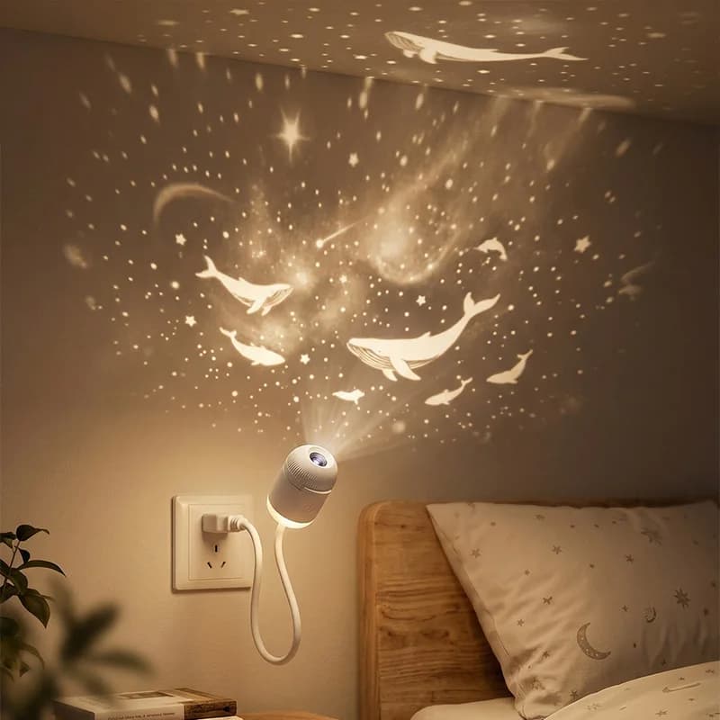 Proiettore Mini Galassia a Doppia Modalità, Luce Notturna 2-IN-1 con Modalità Luce Notturna e Modalità Cielo Stellato, Luce Calda per Atmosfera d'Arredo