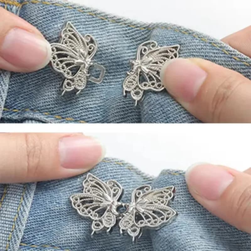Clip regolabili portatili a farfalla per jeans, bottoni per pantaloni e gonne, fibbia stringivita, accessori per abbigliamento