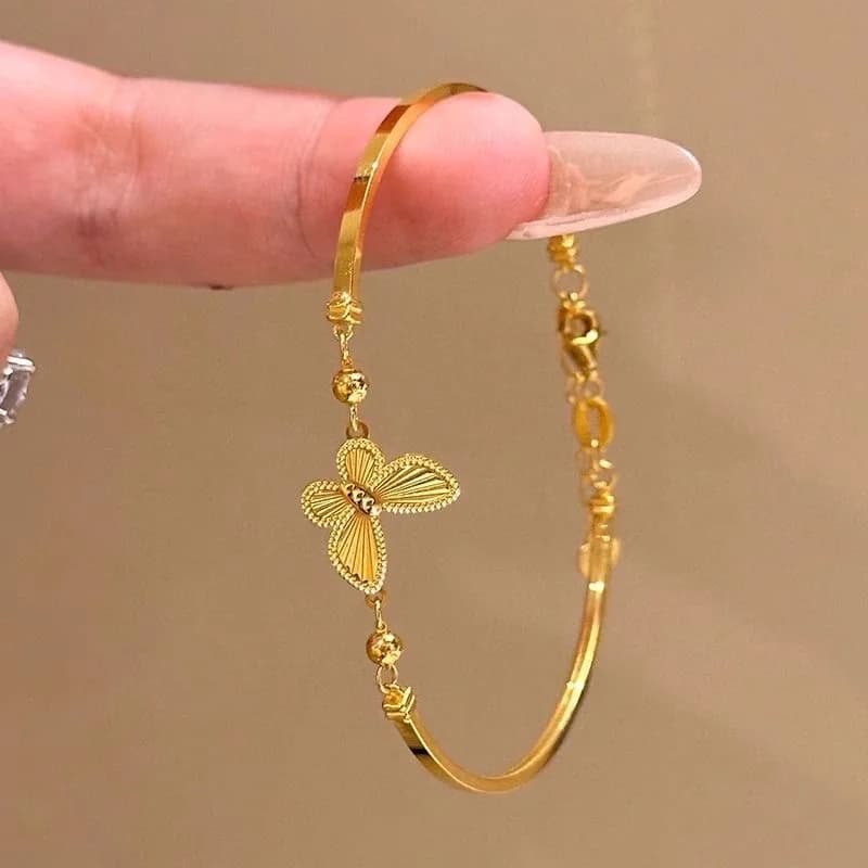 Bracciale coreano leggero di lusso con zirconi dorati a forma di farfalla per le donne, elegante braccialetto per banchetti, feste, gioielli da sposa