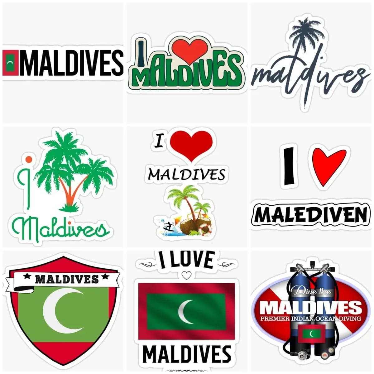 Flag emblem of the Maldives Creative Sticker Vinyl Cat Moto Laptop Accessories Bike Window Truck Helmet Racing Camper Decalcomania glass