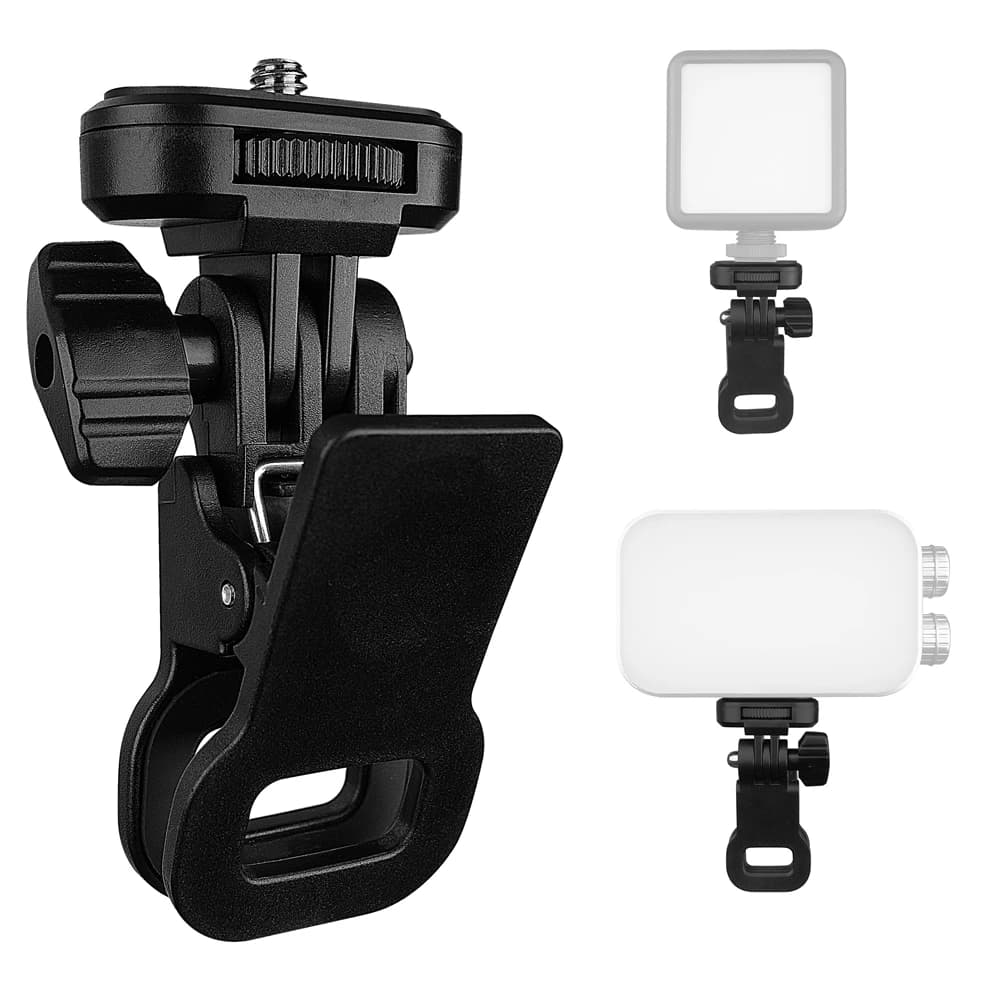 Monitor and camera clamp with selfie ring light, 1/4 screw attachment, LCD display, superior filling light, flash support and webcam
