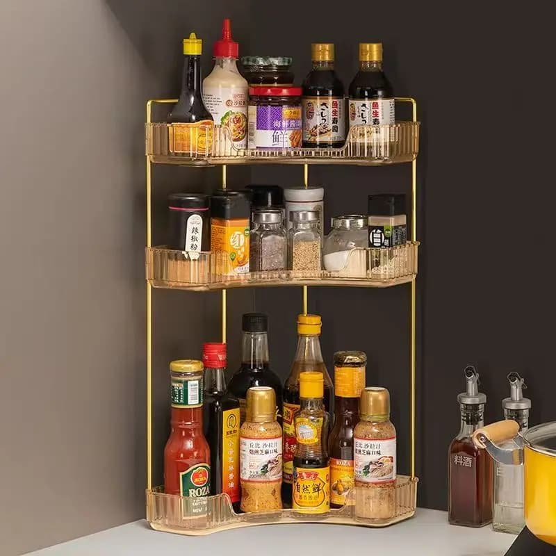 Corner Kitchen Storage Rack For Seasoning Spice Jars Soy Sauce Oil Bottles,Home Acrylic Organizer Shelf 2 Layers 3 Layers