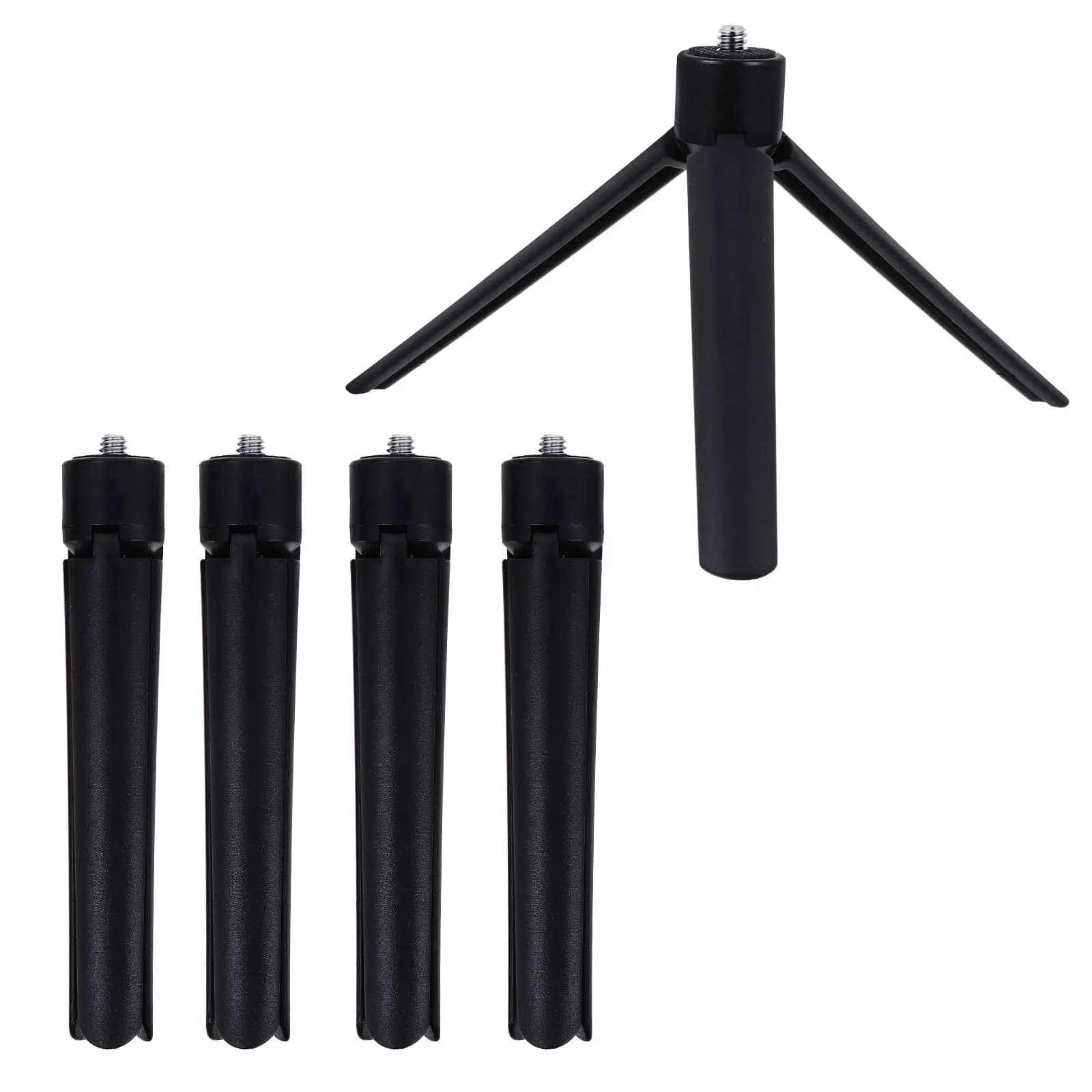 Set di 5 Mini Treppiedi per Fotocamera 2-in-1 Pieghevoli da Tavolo per DSLR, Mirrorless, Action Cam, Telefono, Luce LED, Webcam, Trasmissione Video
