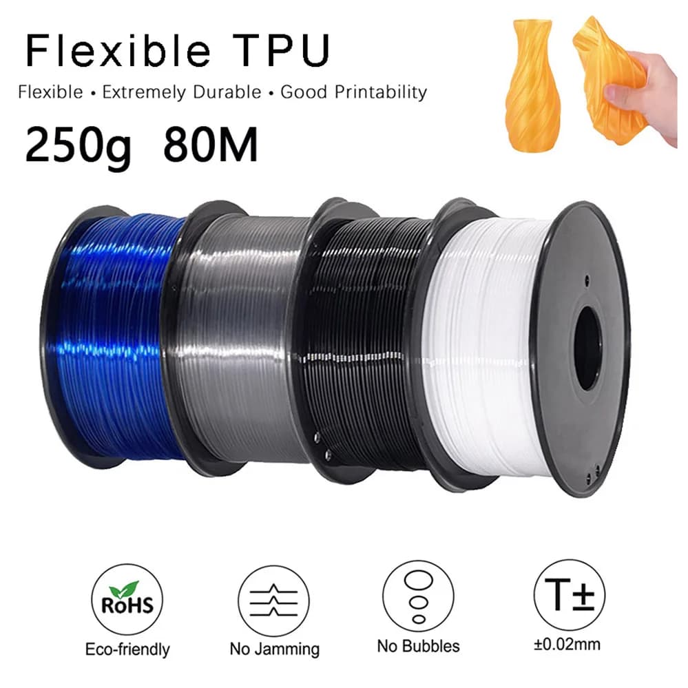 TPU 3D Printer Flexible Filament 250g 1.75mm Length 80M