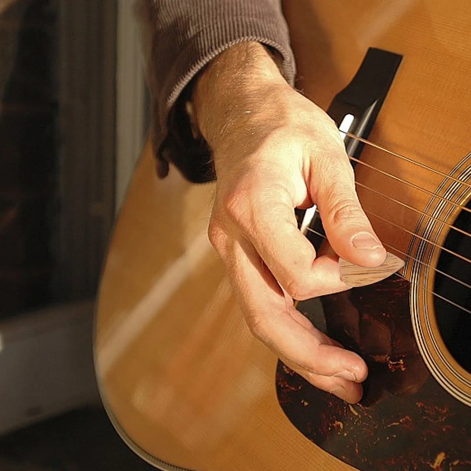 Set di 6 Plettri in Legno per Chitarra, Sottili e Flessibili, Suono Chiaro e Brillante per Chitarra Elettrica, Acustica, Ukulele e Basso