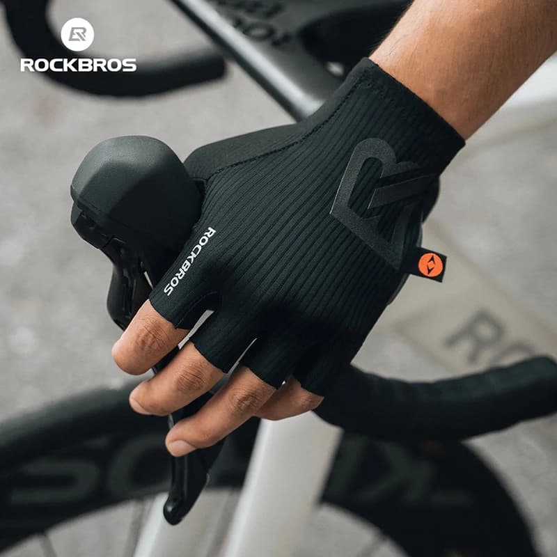 ROCKBROS Guanti da ciclismo con interfaccia elastica Mezze dita Uomo Donna Estate Traspirante Ammortizzante Antiscivolo MTB Bici da strada Breve