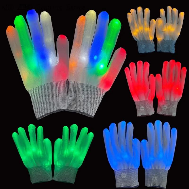 🔝Fashion Hip Hop Party Led Rave Flashing Gloves Glow Light Up Finger Tip Lighting Gloves For Teens Adults Party Performance✨