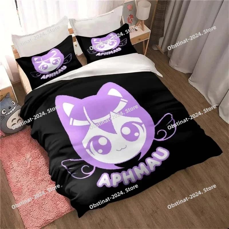 Set di biancheria da letto con stampa 3D Kawaii Cartoon Aphmau Set letto stampato Copripiumino Lenzu Federa Copripiumino morbido Completo Queen King Size