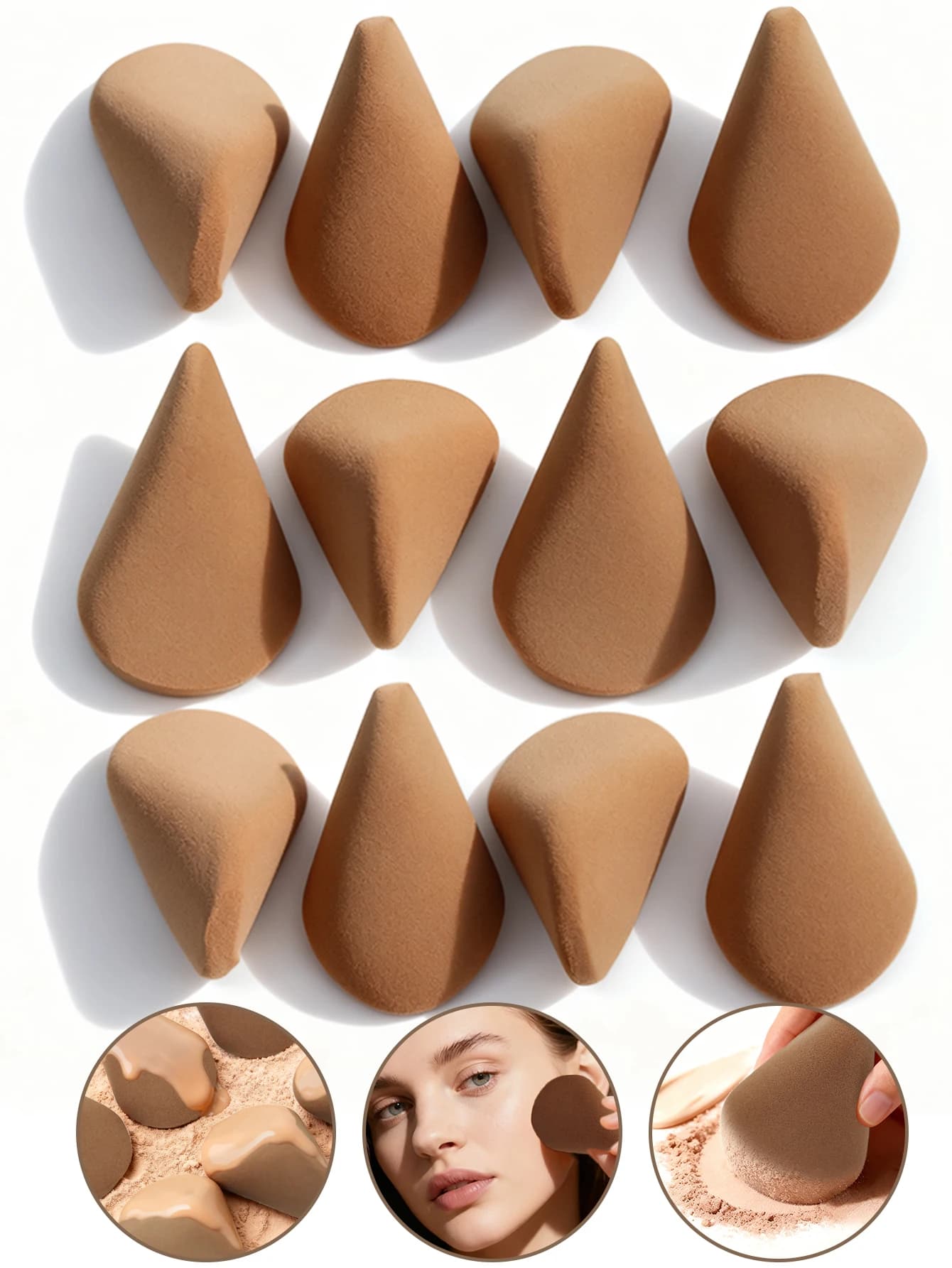 2/4/8/12pcs Premium Irregular Dual-Ended Makeup Sponges Set, Soft Cosmetic Blenders for Foundation Concealer Powder