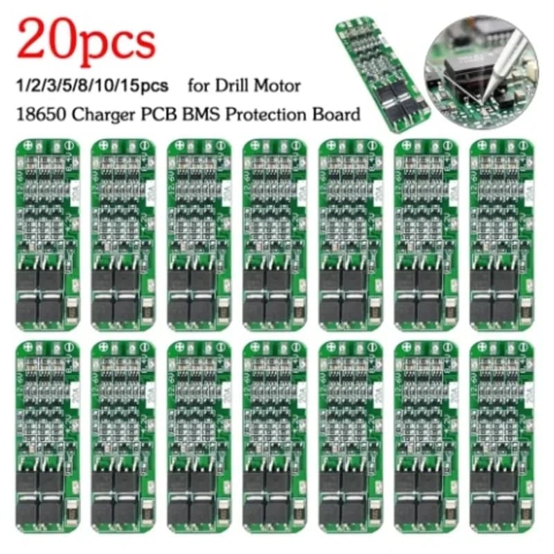 1-20 pz 3S 20A Batteria Al Litio Li-Ion 18650 Caricatore PCB BMS Bordo di Protezione 12.6 V 59x20x3.4mm Batteria Li-Ion per Motore del Trapano