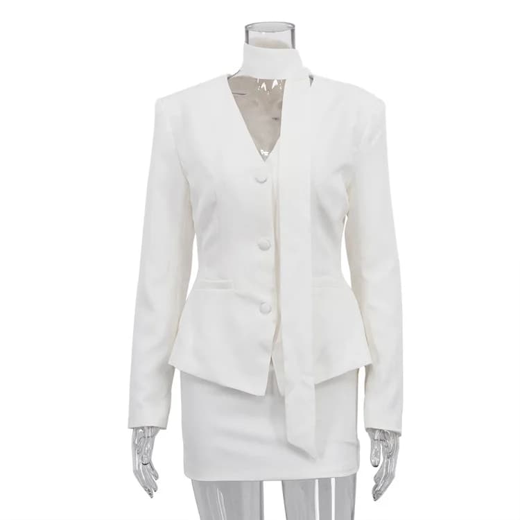 YYAHAHAS Women's Elegant 2 Piece Pantsuit Set V Neck Long Sleeve Blazer & Pencil Skirt Office Lady Business Suit Autumn New