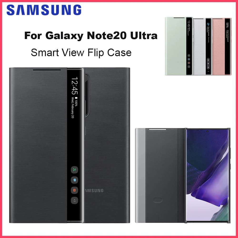 For Samsung Note20Ultra Clear View Cover for Galaxy Note20 Ultra 5G Mirror Smart View Flip Case Phone LED Cover S-View Cases