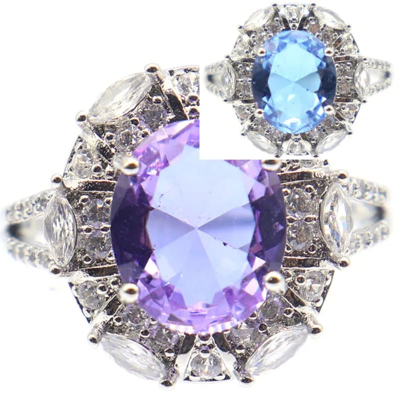 Buy 4 Get 1 Free 22x17mm Anniversary Zultanite Alexandrite Topaz Violet Mystical Topaz Sapphire Emerald Present Silver Rings