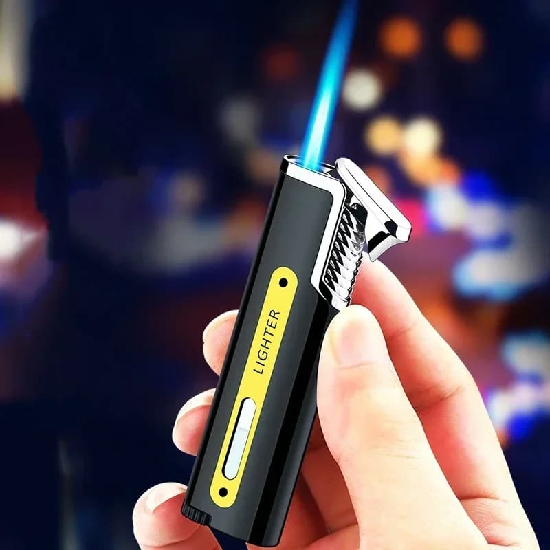 2024 New Mini Portable Recyclable Inflatable Windproof Metal Lighter, High-power Butane Gas Cigar Lighter, High-end Gift for Men