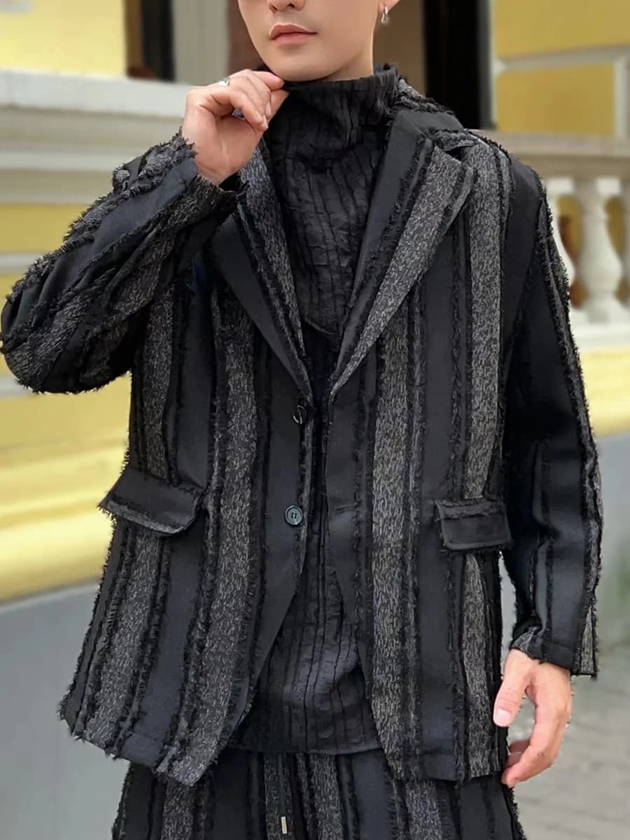 Giacca Casual da Uomo a Quadri Primavera 2025, Stile Coreano alla Moda, Monopetto, Maniche Lunghe, Popolare tra i Giovani