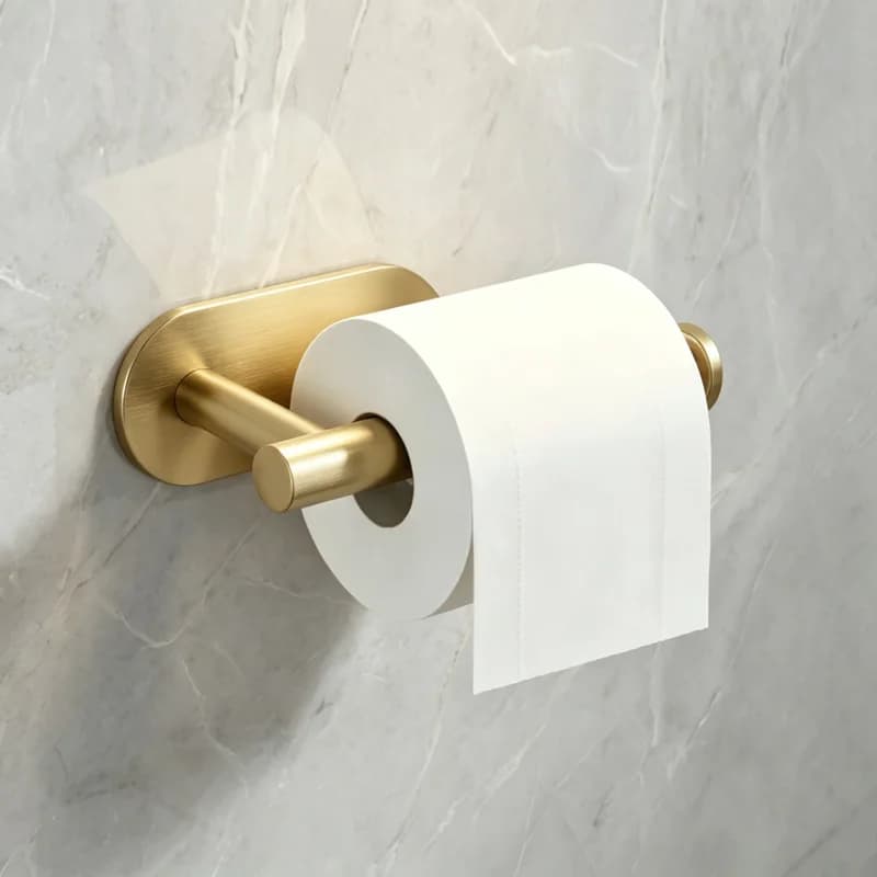 Self‑Adhesive Punch‑Free Toilet Roll Holder Wall Mount No Drill Tissue Dispenser Kitchen Bathroom Paper Towel Organizer Accessor