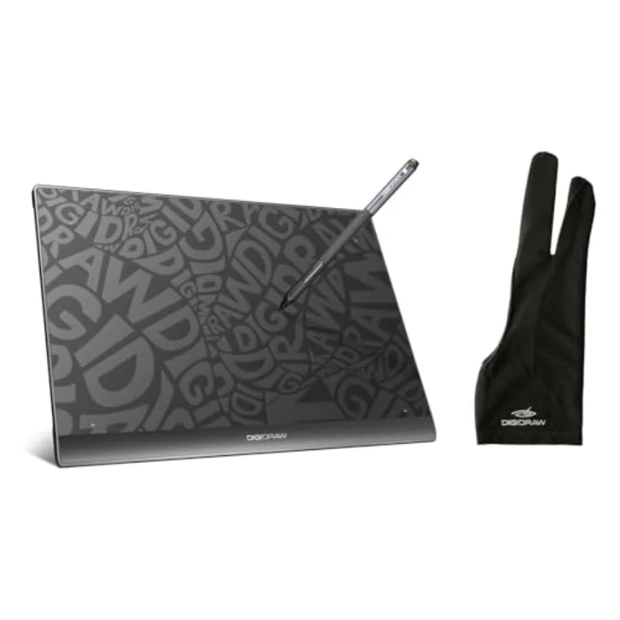 T610 Tavoletta Grafica con Guanto per Artisti, Set Completo con Penna Grafica per Arte Digitale, Schizzi, Appunti, Lavoro d'Ufficio