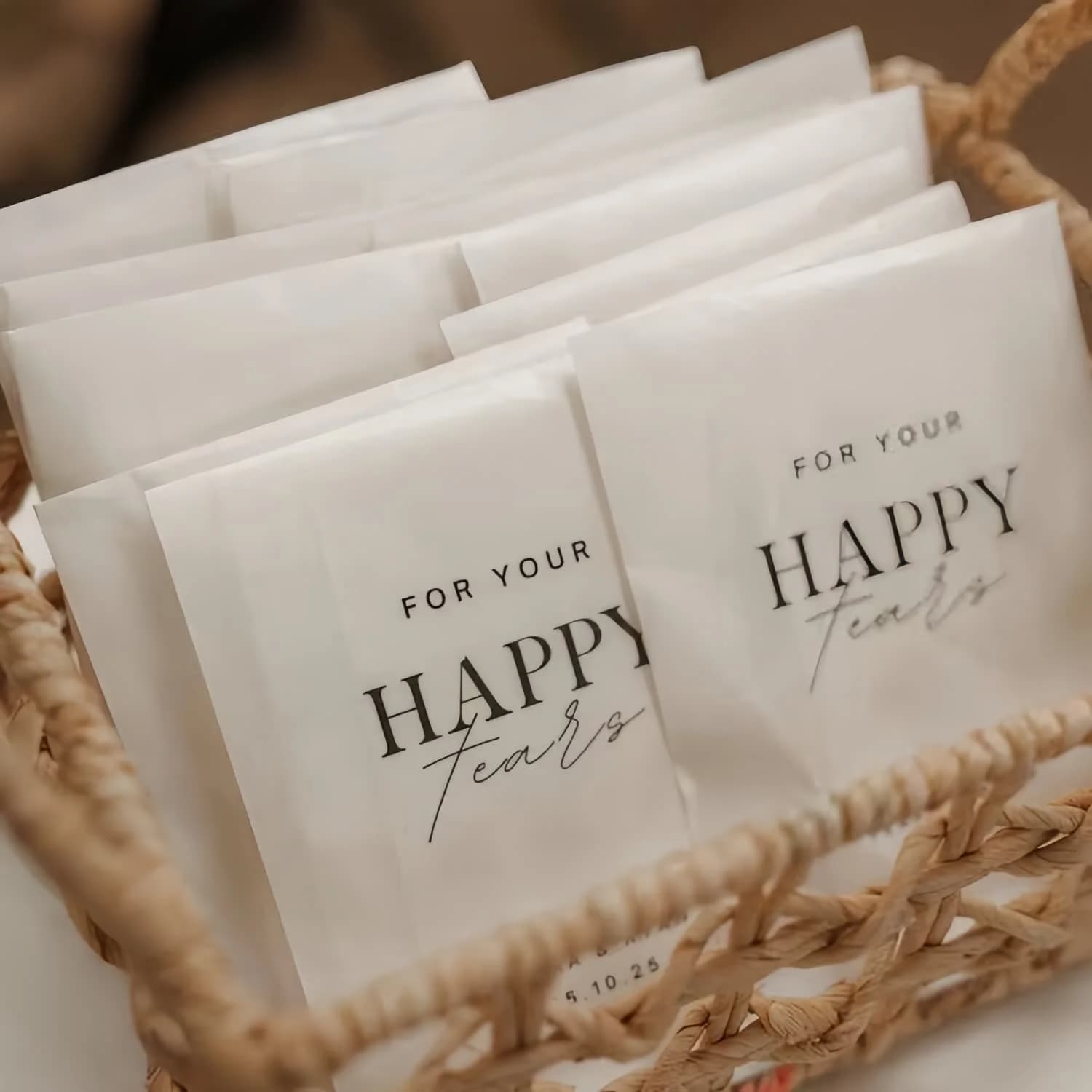 Confezioni di fazzoletti nuziali personalizzati, sacchetti di fazzoletti nuziali, bomboniere, gettano alcuni pacchetti con nome d'amore, pacchetti di fazzoletti nuziali, matrimonio