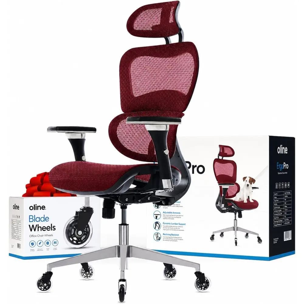 Sedia da ufficio ergonomica con braccioli regolabili, supporto lombare e ruote a lama - Sedia da gaming in rete per casa e ufficio