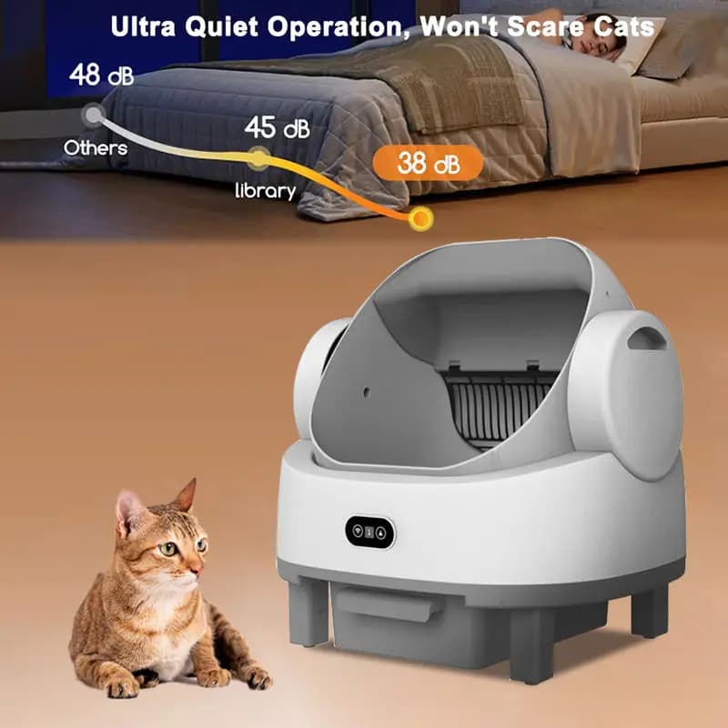 Lettiera per gatti autopulente intelligente Controllo APP Toilette per gatti automatica con capacità di 9 litri Lettiera per gatti automatica Facile da pulire