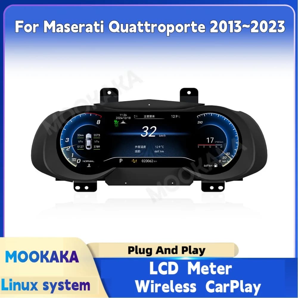 Dashboard Carplay For Maserati Quattroporte 2013~2023 Car Cluster LCD Meter Virtual Cockpit Digital Instrument Panel Head Uni