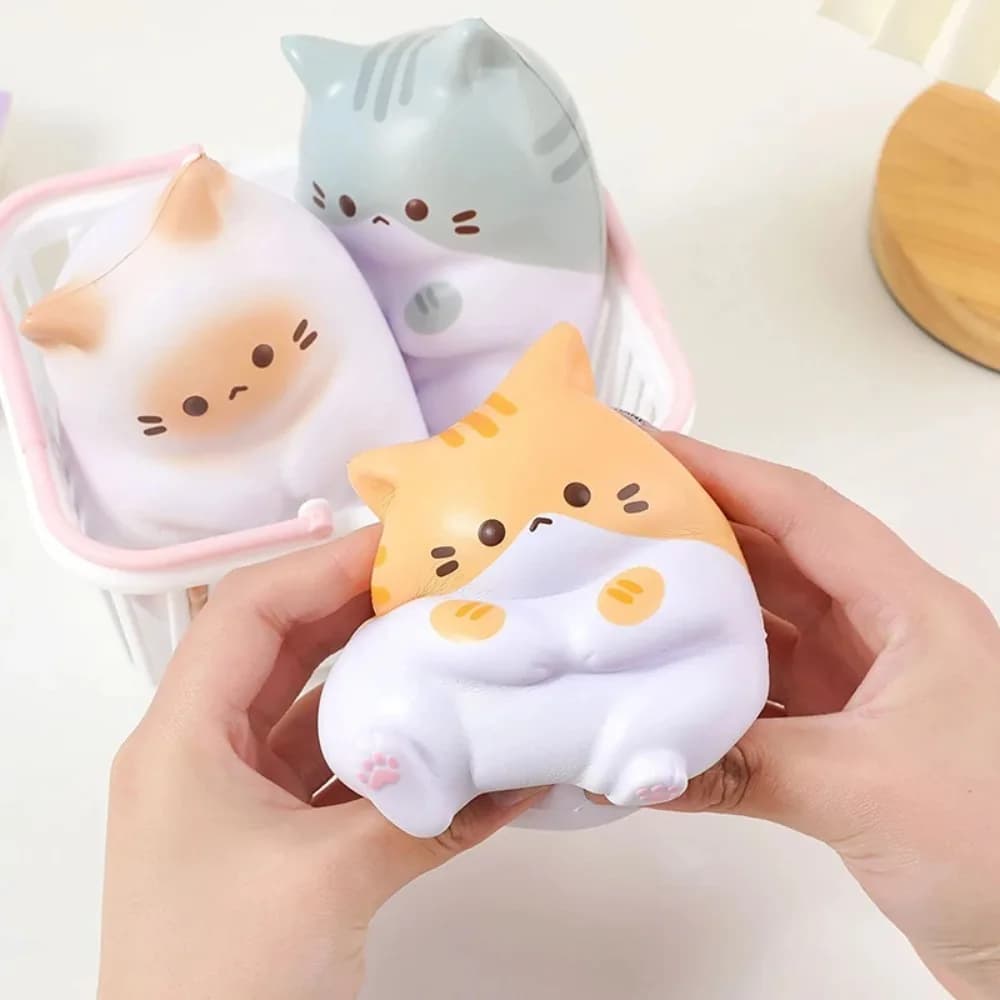 Nuovo Giocattolo Antistress a Forma di Gatto, Palla Morbida in PU a Lenta Risalita, Ornamenti da Tavolo a Cartone Animato, Giocattoli Antistress Squishy