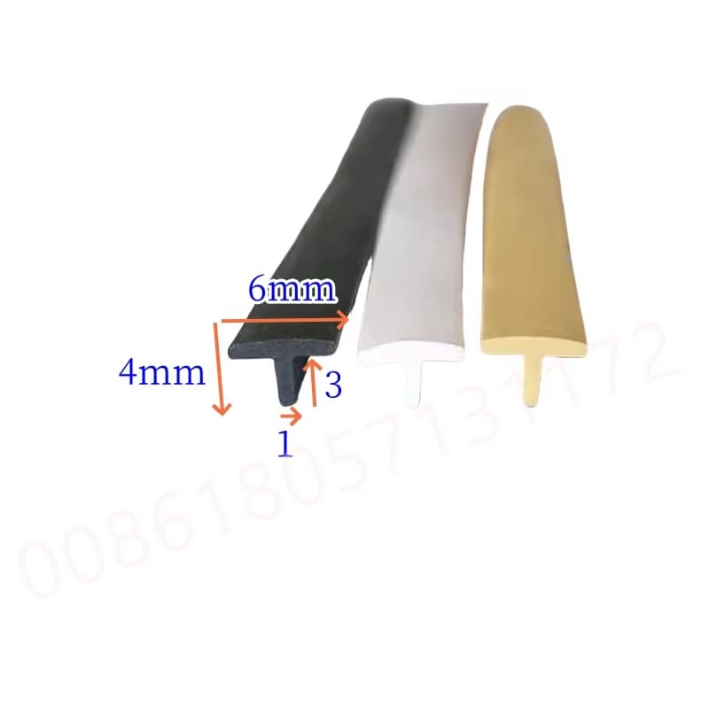 Striscia di tenuta in gomma con striscia a T per vetro, metallo, legno, pannelli solari, porte, finestre, automobili, macchine, guarnizioni, 6x4 mm Nero Bianco
