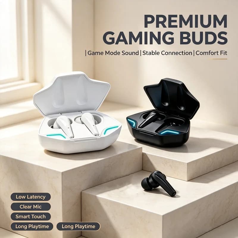 Bluetooth Wireless gaming headset TWS stereo earphones TWS 5.3 Bluetooth low latency earphones with smartphone microphone