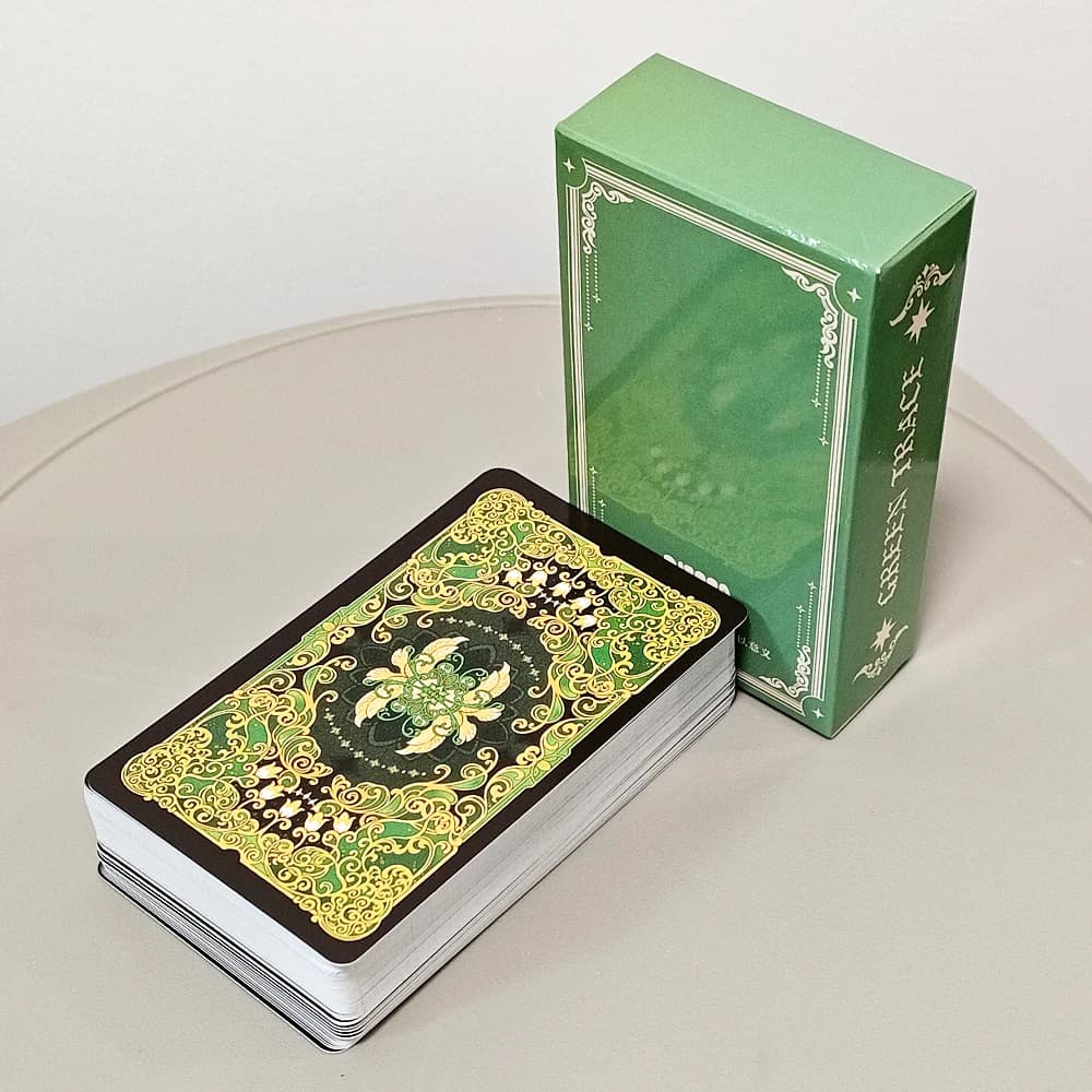 Tarocchi Green Trace - Mazzo azionato dalla storia, divinazione mistica, guida spirituale 10,3 * 6 cm 78 carte dei tarocchi basate su RWS