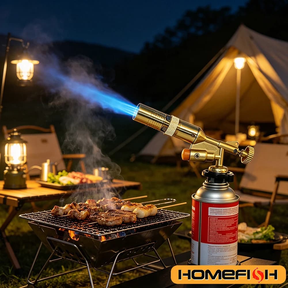 Outdoor Butane Torch, Portable Gas Flame Gun for Camping BBQ Baking, Metal Welding Heating Lighter