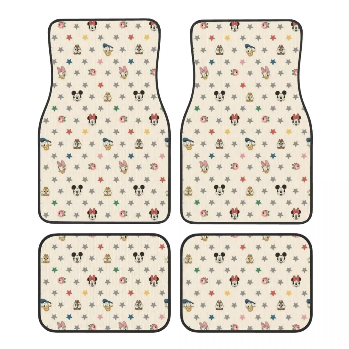 Tappetini per Auto Mickey e Minnie Mouse, Antiscivolo per Tutte le Stagioni, Set Completo di Accessori per Auto