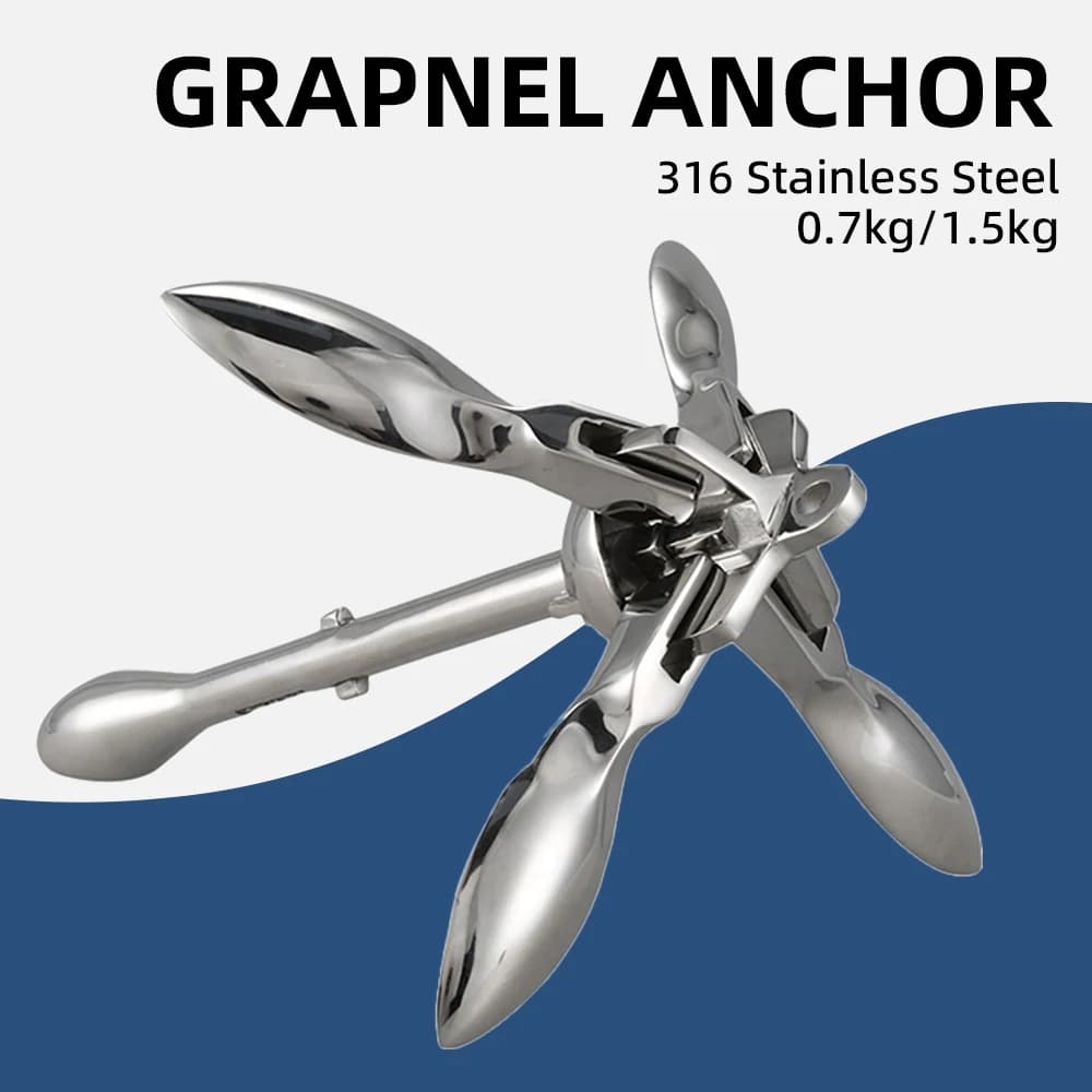 AndyMarine 316 Grapnel pieghevole in acciaio inossidabile Ancoraggio per barca Accessori per la nautica durevoli Accessori marini per yacht a 4 artigli