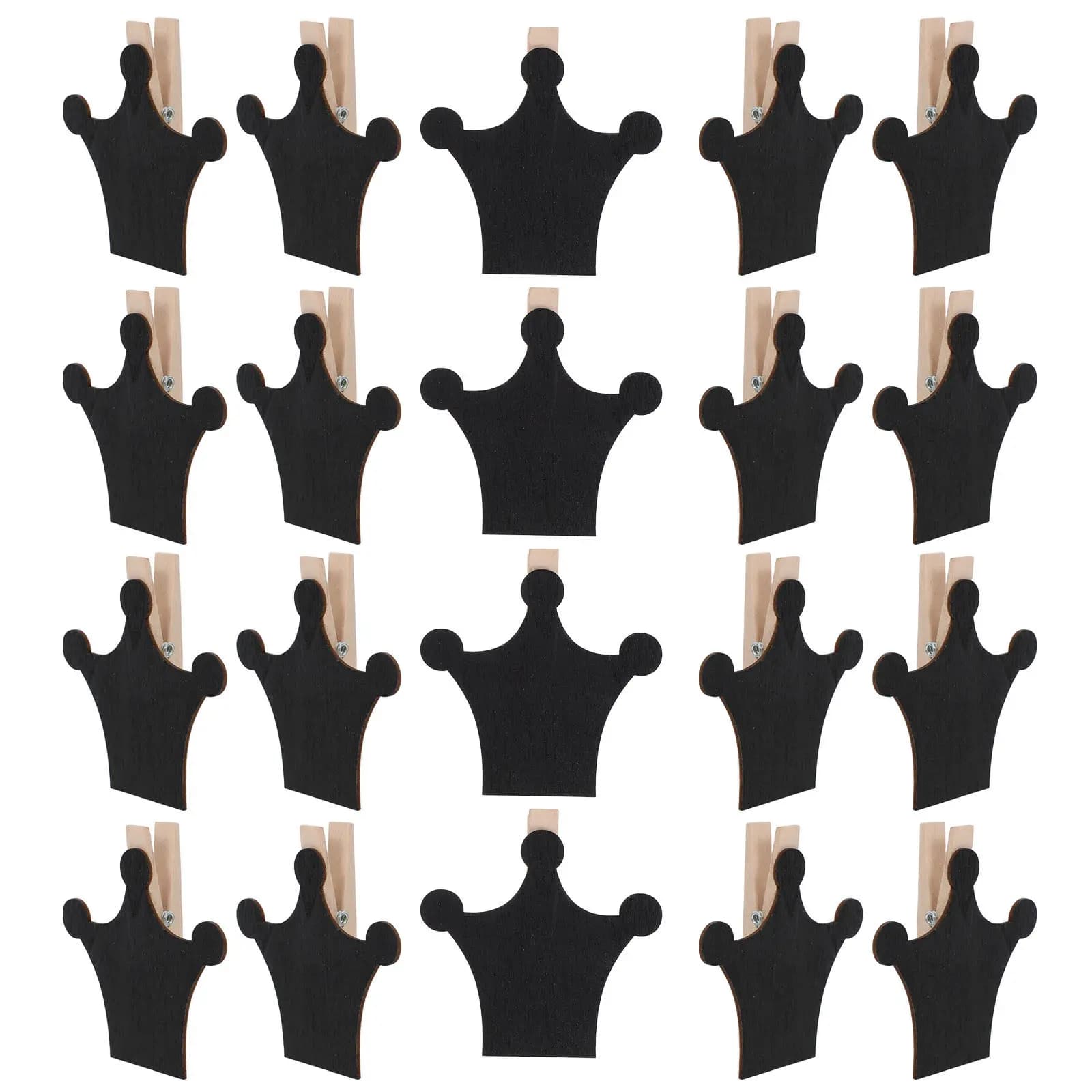 50 Pezzi Mini Clip Lavagna in Legno Riutilizzabili con Design a Corona per Etichette Alimentari, Segnaposto Buffet Matrimonio, Porta Memo