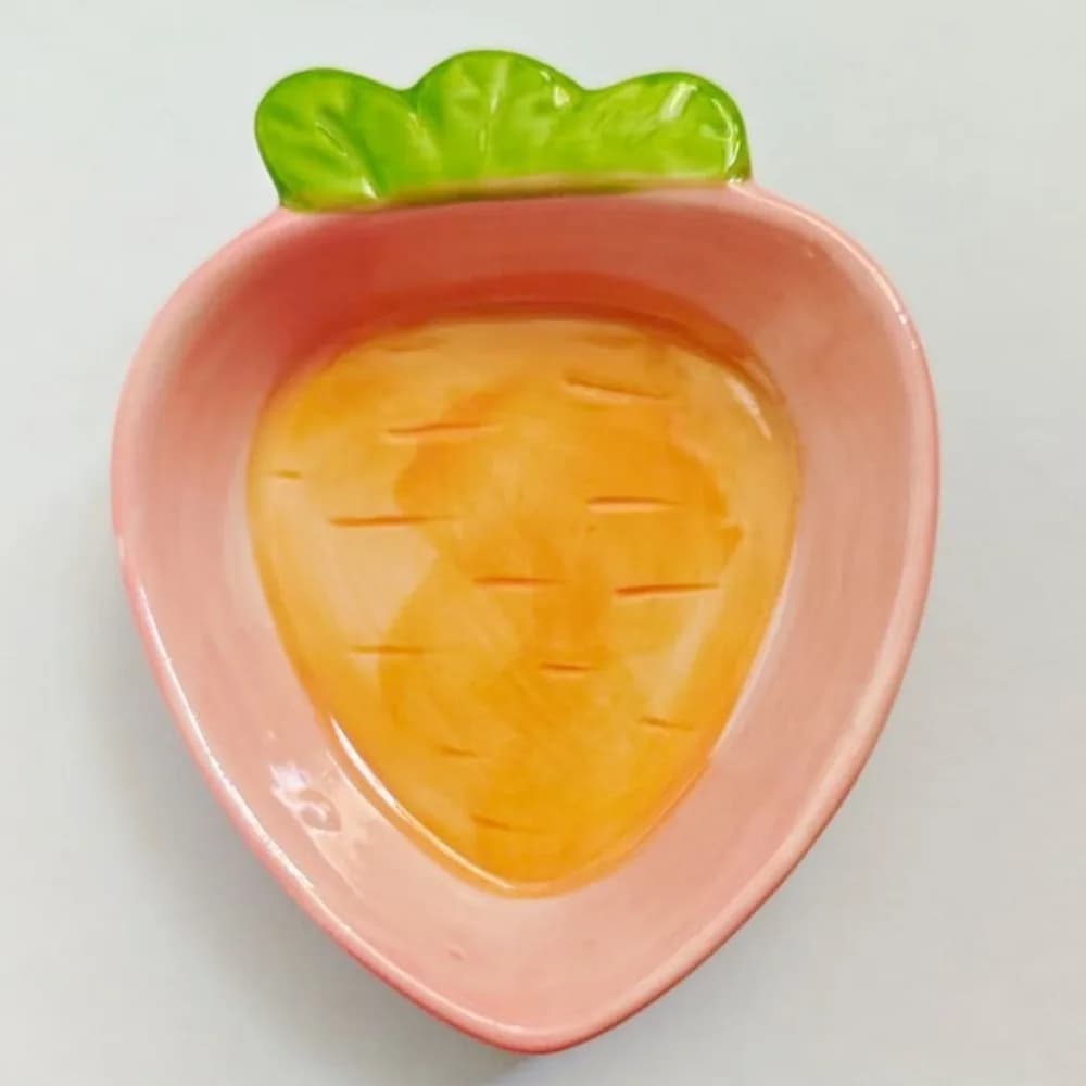 Kitten Feeder Ceramic Hamster Food Bowl Non-Slip Spill-Proof Pet Feeding Bowl Carrot Shaped Guinea Pig Feeder Hamster