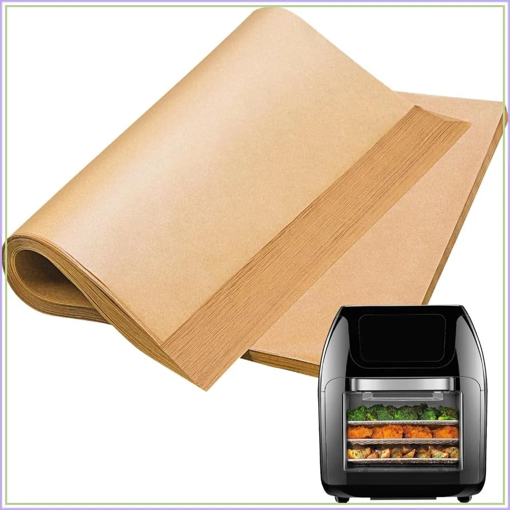 120 PCS Disposable Air Fryer Liners, Unbleached Parchment Paper, Non-Stick Square Baking Sheets