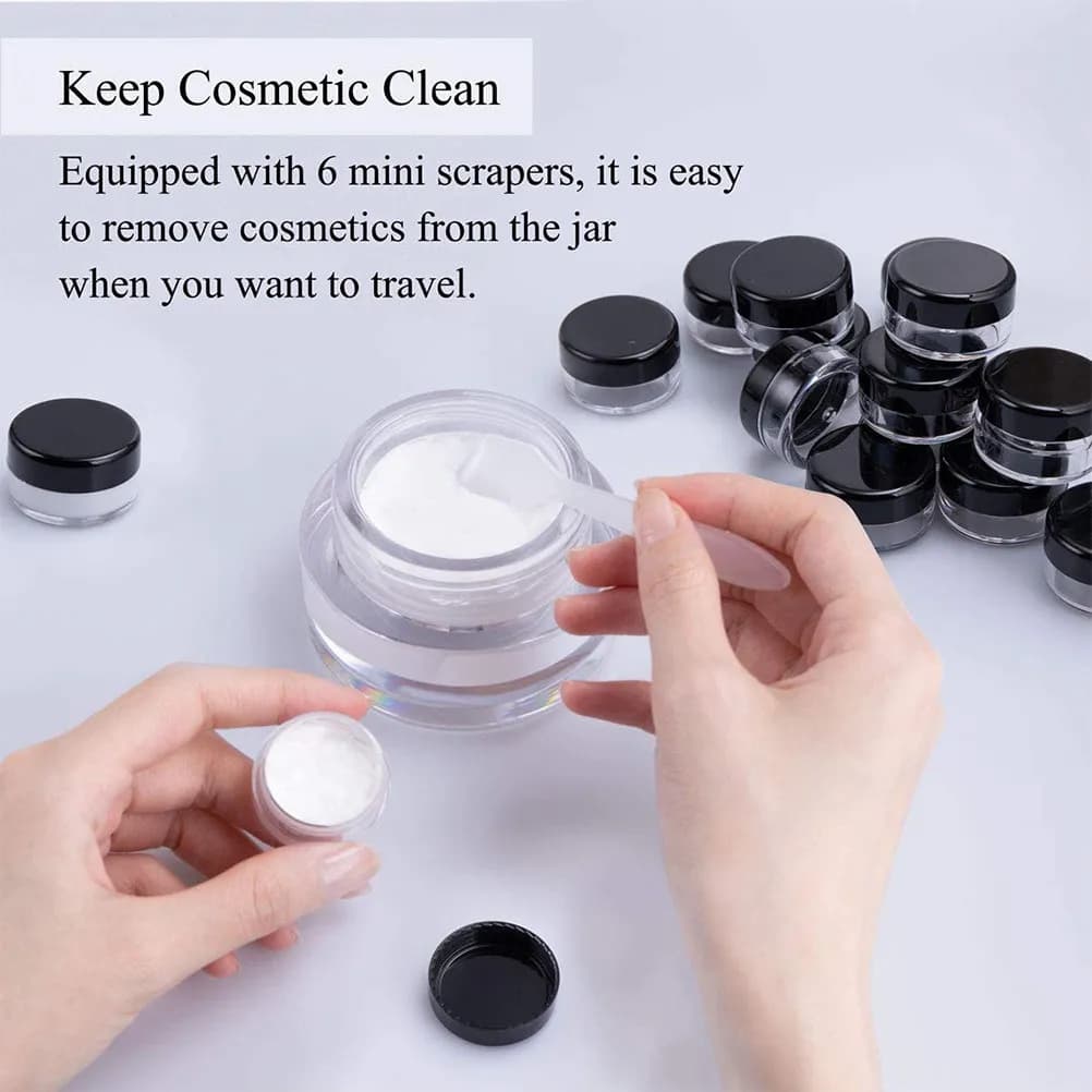 60 empty round plastic jars with lid to store face creams, travel lotions samples, enamels, liquids and powders