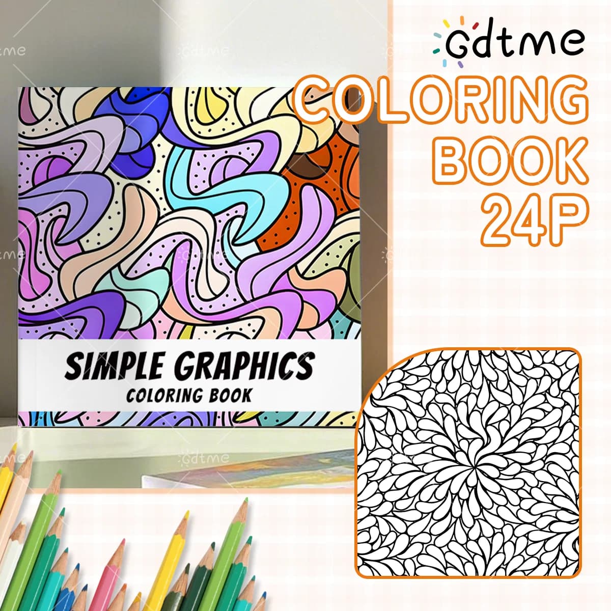 SIMPLE GRAPHICS Coloring Book for Teens & Adults: Large Drawing Sketchbook with Blank Pages, Perfect for Sketching, Art Supplies