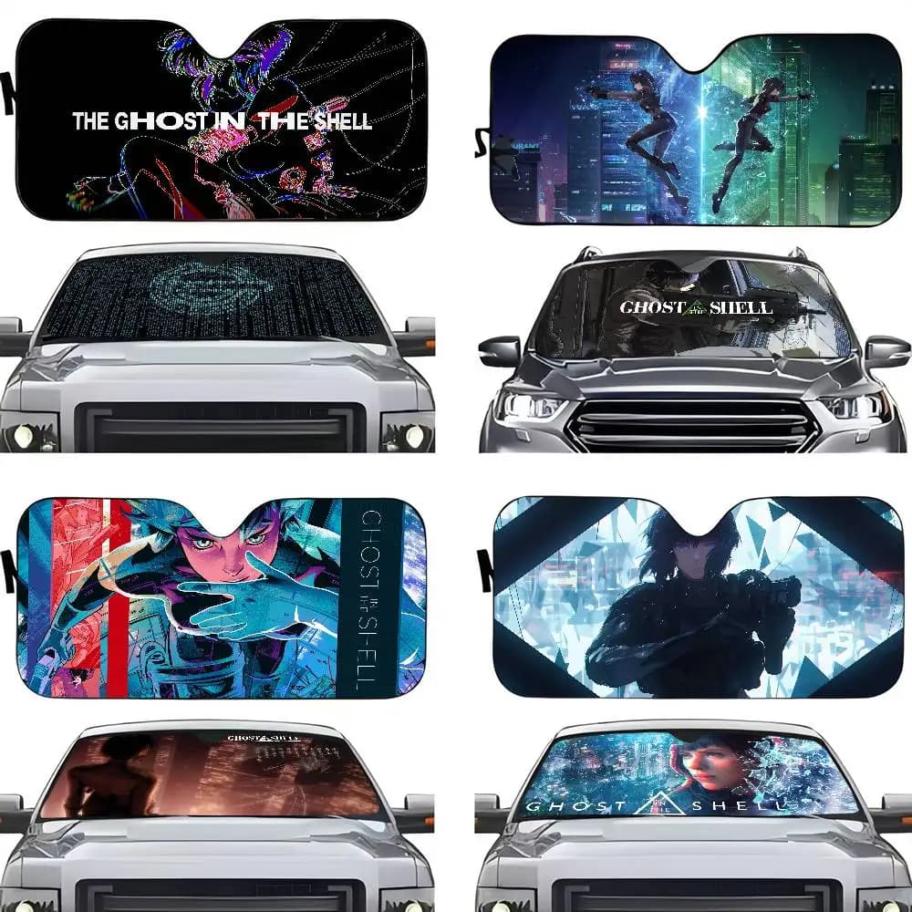 Ghost In The Shell Anime Parabrezza Parasole Parabrezza Parasole, Parasole per Auto Rosa Fiori Visiera Parasole Decorazione Estetica per Auto